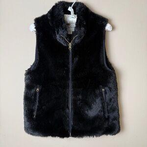 Bob Timberlake Faux Fur Vest Womens Small Black Zip Front Boho Vegan Hippie